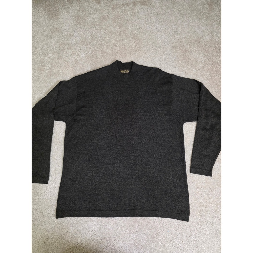 Roberto Villini Mens XXL Mock Neck Sweater Merino Wool Blend Charcoal Italy